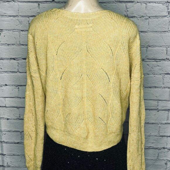 Anthropologie Womens Yellow Keely Cable Knit Wool Blend Pullover Sweater Size XS - Picture 3 of 10